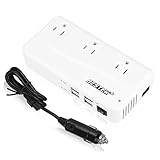 BESTEK インバーター 200W シガーソケット 車載充電器 USB 4ポート ACコンセント 3口 DC12VをAC100Vに変換 MRI2010GU