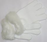 One Size White Magic Gloves Trimmed By Hand with White Fake Fur Cuff for Toddlers Ages 2-6 Years