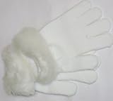 One Size White Magic Gloves Trimmed By Hand with Off- White Fake Fur Cuff for Toddlers Ages 2-6 Years