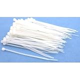 100 White Nylon Cable Zip Ties Self Locking 2.5mm x 4