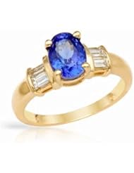 14K Yellow Gold Tanzanite and Diamond Ring -- LIFETIME WARRANTY