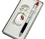 Football Key Ring W/Chrome Name Plate With Matching Football Ball Point Pen In Gift Box