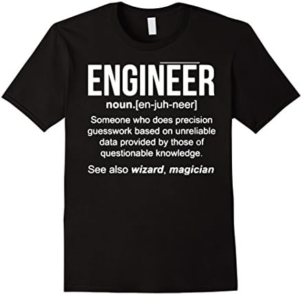 Men's Engineer Noun Definition Funny Engineering T Shirt Large Black