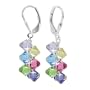 SCER001 Made with Swarovski Elements� Multicolor Cluster Crystal Sterling Silver Leverback 1.5" Long Dangle Earrings