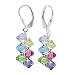 SCER001 Made with Swarovski Elements� Multicolor Cluster Crystal Sterling Silver Leverback 1.5" Long Dangle Earrings