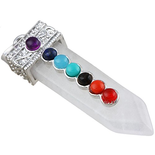 SUNYIK 7 Chakra Gemstone Pendant,Sword of Life,Crystal Healing Point