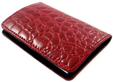 Women Business Credit Name Card Case Holder Wallet Leather Red