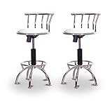 2 24"-29" White Vinyl Seat Chrome Adjustable Specialty / Custom Barstools S ....