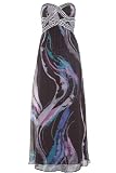 Black and Purple Chiffon Bustier Maxi Dress