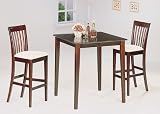 3pc Cappuccino Finish Wood Pub Bar Table 2 Stool Set