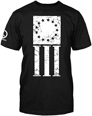 OVERWATCH Men's 3 Percenter Flag Shirt, Black, Medium