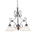Landmark 244-VA Buckingham 2 light Billiard/Island Chandelier in Vintage Antique with Amber Glass