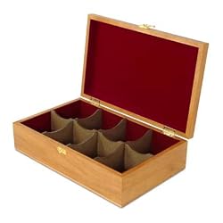 Standard Wood Tea Chest Box Light Oak Finish Holds 8 Varieties of Tea