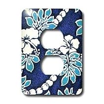 Flowers - Hibiscus Flower On Blue - Light Switch Covers - 2 plug outlet cover