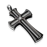 Spikes 316 Stainless Steel PVD Black Gothic Coil Centered Cross Pendant