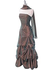 Strapless Taffeta Pleated Lace-Up Evening Dress/Mother-of-the-Bride Dress/Prom Dress 