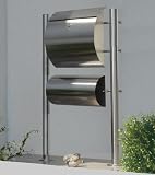 Produkt-Bild: Designer Stand Briefkasten / Postkasten f. Zeitung aus Edelstahl, Edelstahlbriefkasten f&uuml;r Briefkastenanlage mit Zeitungsfach, US Post / Mail Box - Briefk&auml;sten - B-Ware