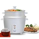 MaxiMatic ERC-003ST Elite Gourmet 3-Cup Rice Cooker with Glass Lid, White