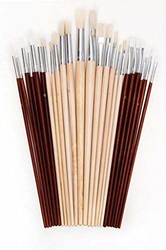 Artist Paint Brush Set in Canvas Roll-Up Holder- Round and Flat Brushes for Acrylic, Oil and Watercolor.
