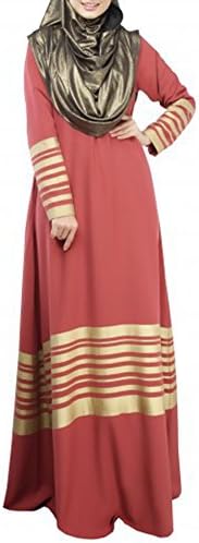 Pinksponge women abaya dress kaftan islamic clothing (L, ORANGE RED)