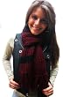 Handmade Acrylic Scarf - Burgundy and Black (100% Knitted By Hand/women/men)
