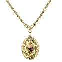 Vintage Collection Gold Tone Rose Motif Locket Necklace