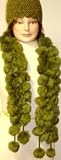 Three Strand Luxurious Rabbit Fur Scarf Offered in Combination with Hand Crocheted Light Green Chenille and Gimp Tweed Skull Cap