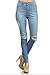 Vibrant Women's Juniors Ripped Knee High Waist Skinny Jeans
