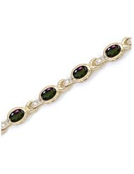 10K Yellow Gold Oval Mystic Topaz and Diamond Bracelet