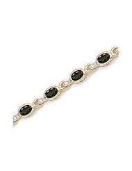 14K Yellow Gold Oval Mystic Topaz and Diamond Bracelet