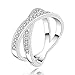 fashion 925 sterling silver jewelry cross X shape zircon vogue ring size 8