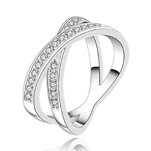 fashion 925 sterling silver jewelry cross X shape zircon vogue ring size 8