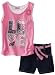 Young Hearts Girls 2-6x Love Printed Jersey 2fer with Denim Short Sets, Pink, 4T