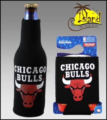 SET OF 2 CHICAGO BULLS CAN & BOTTLE KOOZIE COOLER