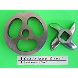 #5 SET Sausage Stuffer plate AND knife for Meat Grinder plate disc for Chefs Choice, Smokehouse Chef, LEM Cabelas & others