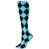 Turquoise & Black Jester Diamond Harlequin Tights