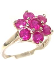 High Quality Solid 925 Sterling Silver Genuine Natural Ruby Cluster Ring - Finger Sizes 4 to 12 Available
