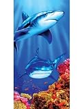 Two Sharks Terry Velour Beach/Bath Towel