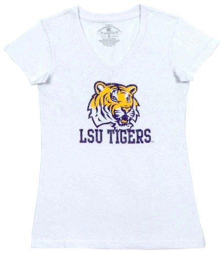 NCAA Women's Louisiana State Fightin Tigers Countdown V-Neck Tee Shirt, Purple, Large