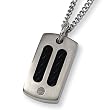 Black Plated Brushed Titanium Dog Tag on 22 Inch Chain