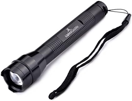 LightsCastle Cree XP-E Q4 3-Mode 180LM Zooming Flashlight w/Strap-Black(2xAA)