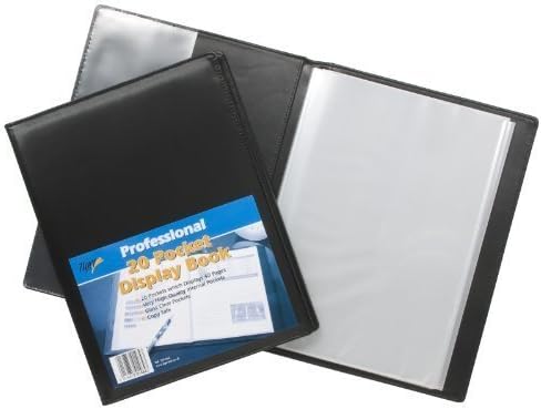 Office Zone Premium Quality Black Professional Leather Effect A4 Display Book 20 Pockets with a Satin Finish