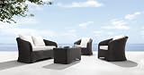 4pc Modern Outdoor UV Tread Weaved Glass Top Sofa Set - ZO-MIR-S1