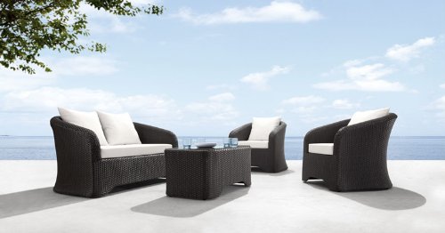 4pc Modern Outdoor UV Tread Weaved Glass Top Sofa Set - ZO-MIR-S1 product image