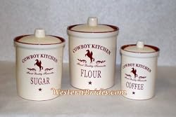 Cowboy Kitchen 3 piece Canister Set