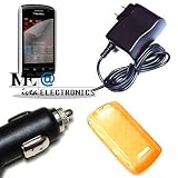 IVEA ORANGE Crystal Soft Diamond CASE/Cover+AC CHARGER+CAR Charger+LCD for Blackberry Thunder/Storm 9500/9530