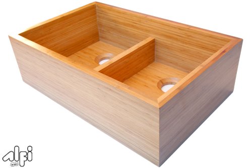 ALFI brand AB3321 33 Double Bowl Bamboo Kitchen Farm Sink