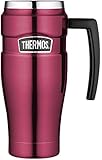 Thermos Stainless King 16 Ounce Travel Mug with Handle, Raspberry