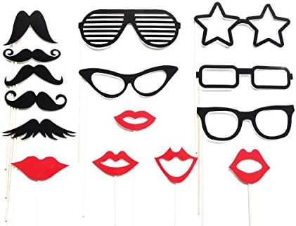 ETSYG 15pcs DIY Wedding Props on a Stick Photo Handlebar Mustache Red Lip Glasses Friend Party