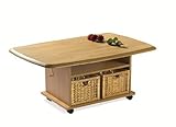 Couchtisch 103 cm Rollbar Höhenverstellbar MDF Buche Dekor